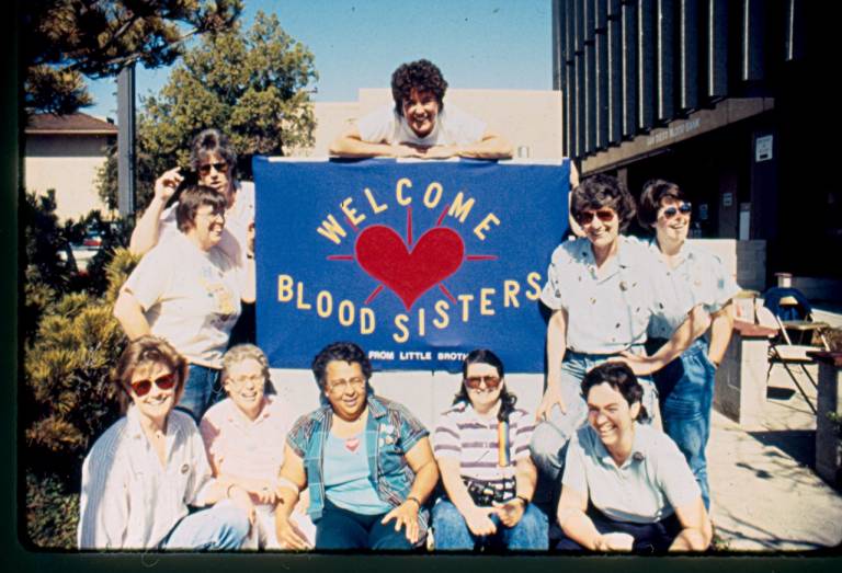 Gossip Grill hosts blood drives in the spirit of the San Diego Blood Sisters who hosted drives in the 1980’s, seen here in 1988 (Courtesy of Lambda Archives of San Diego).
