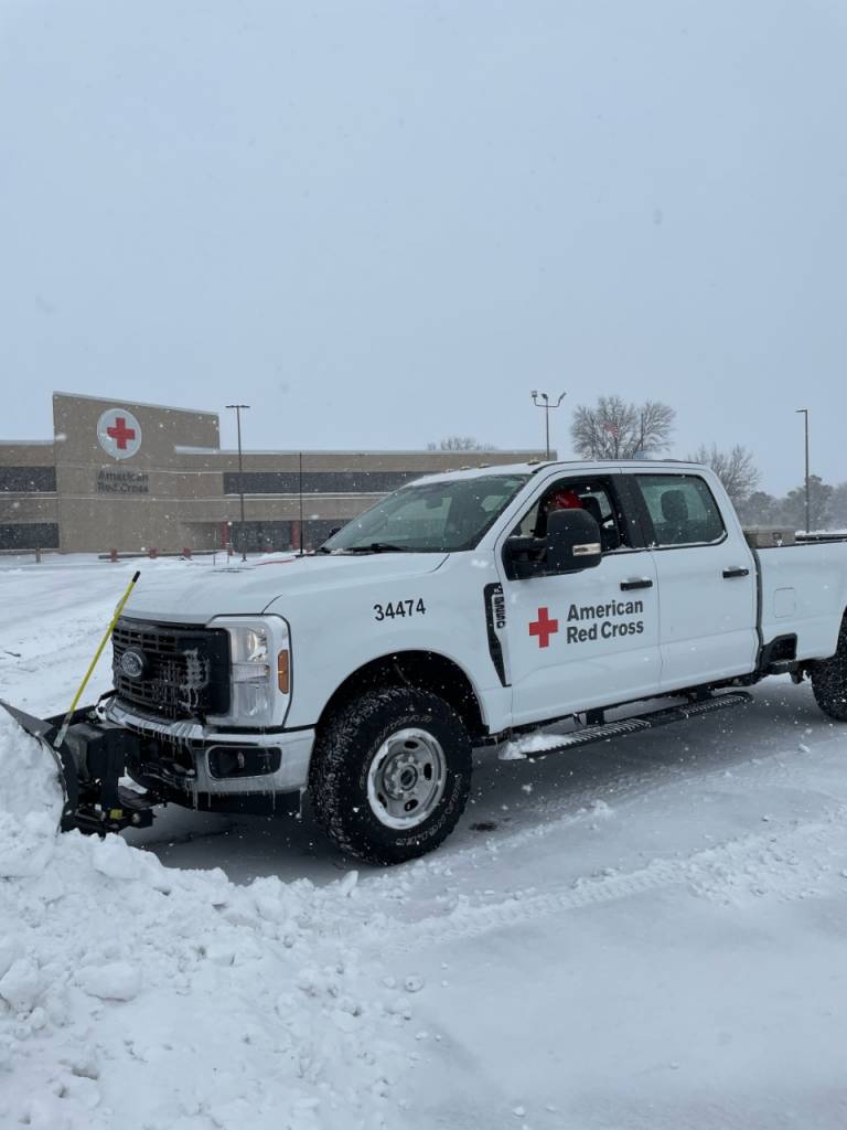 Red Cross pick-up truck