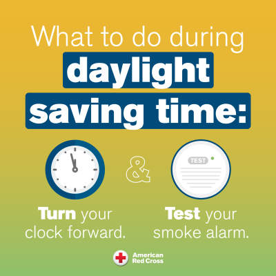graphic asks you to turn your clocks ahead and test smoke alarms
