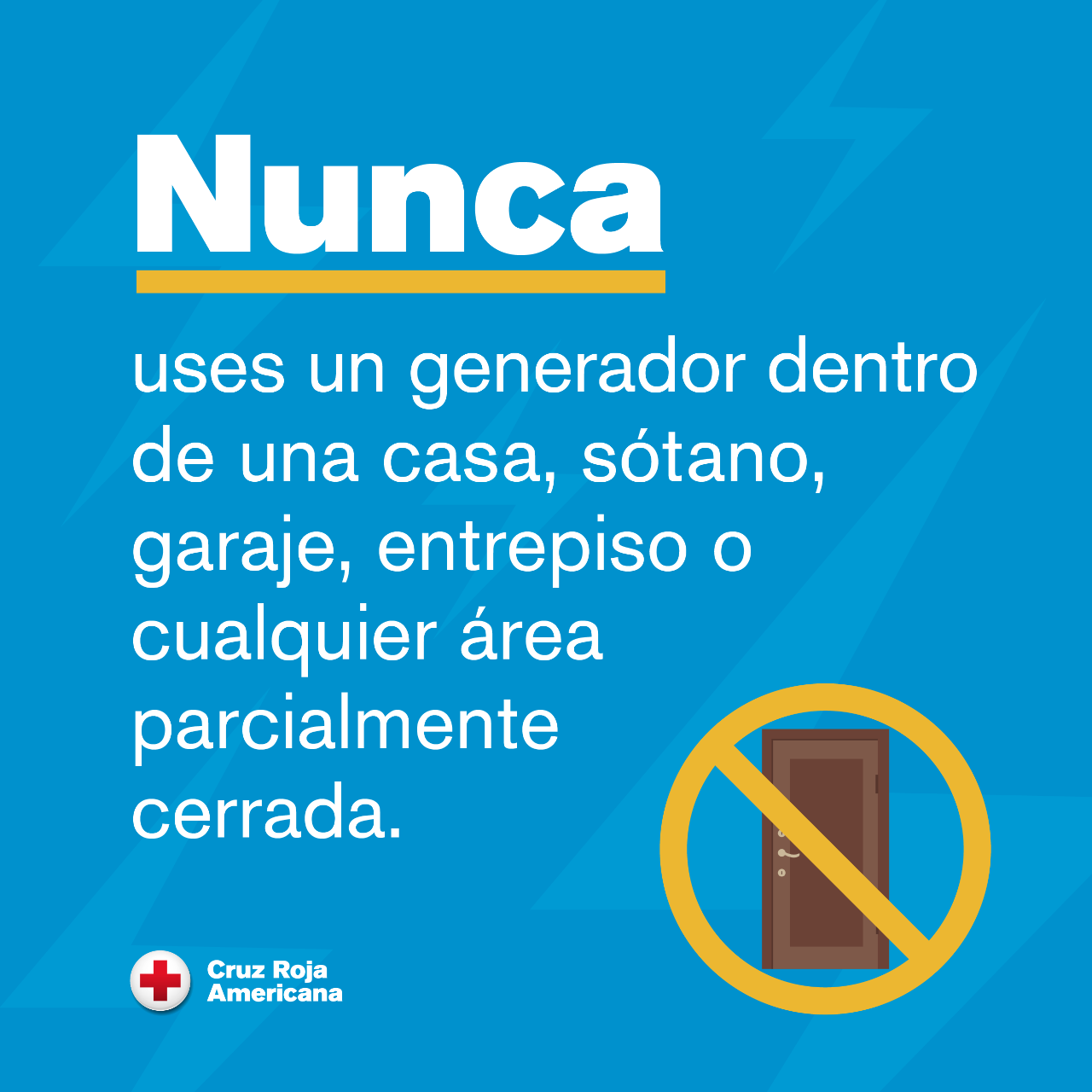 Gráfico que le informa sobre el uso seguro de un generador.