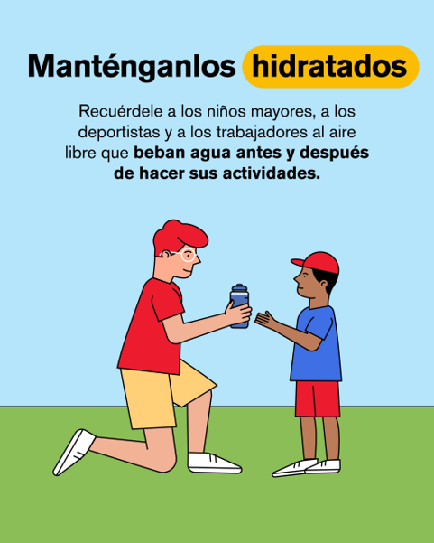 Gráfico – calor extremo – manténgase hidratado