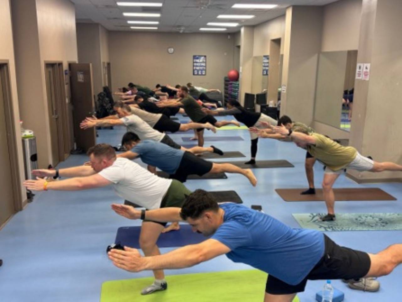 Soldiers practice yoga
