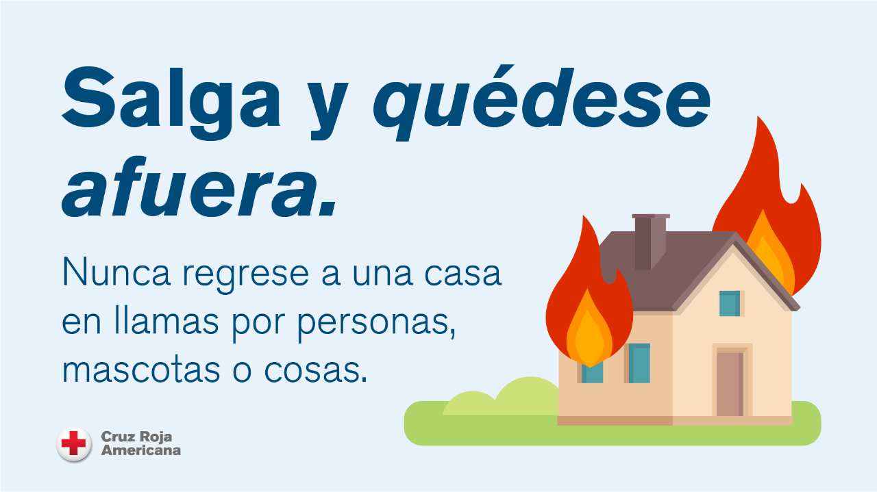 Gráfico que indica no volver a entrar en un edificio en llamas.