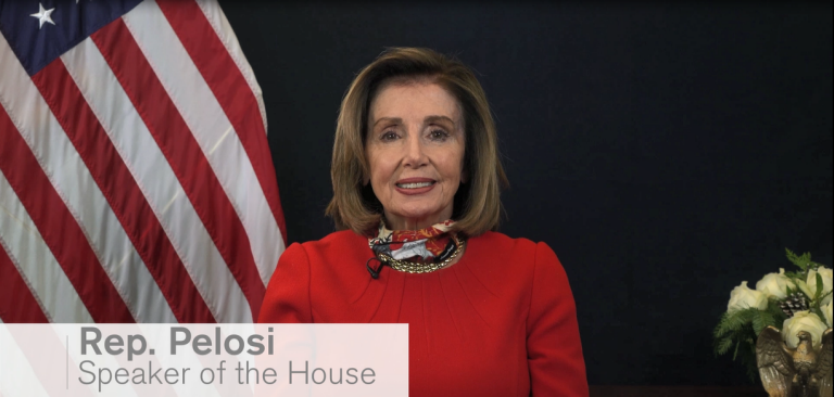 Speaker of the House, Nancy Pelosi, thanks U.S. troops for their sacrifice this season.