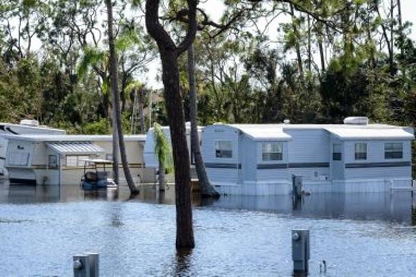 A home with major damage from flooding.