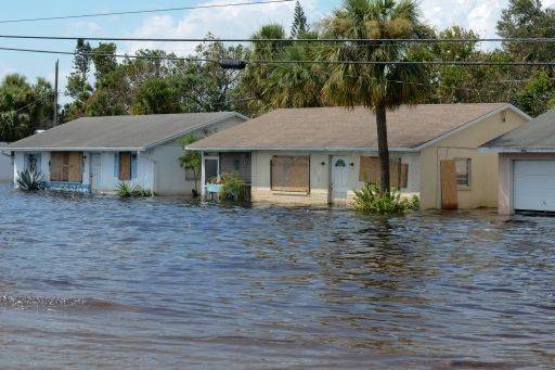 A home that has suffered minor damage from a flood.