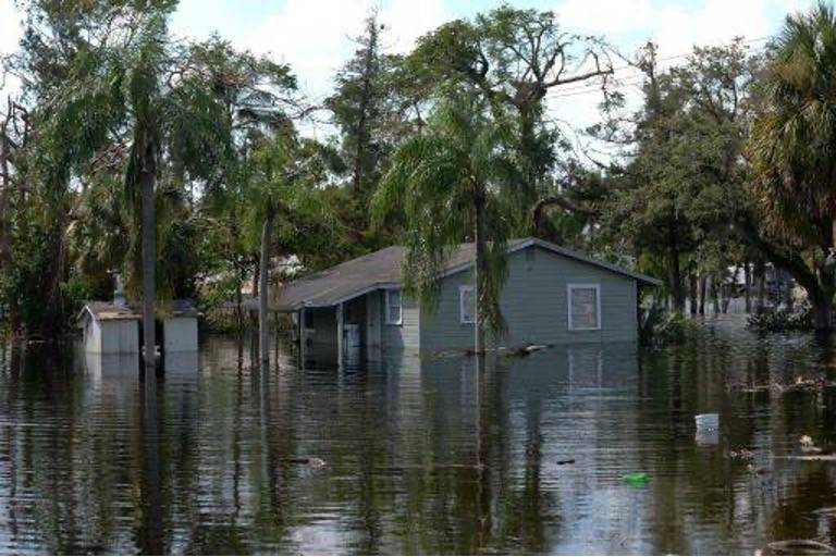 A home with signficant water damage from flooding.