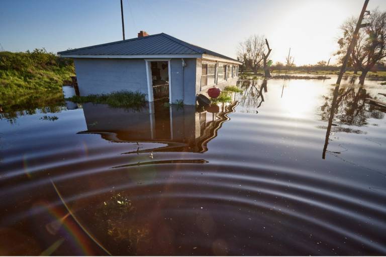 A home that has suffered minor damage.