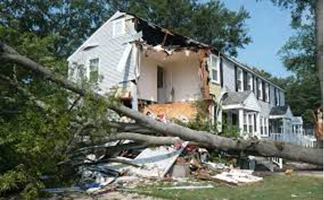 An apartment that has been destroyed by wind or tornado