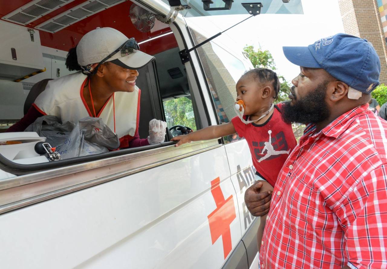 September 25, 2018. Red Cross Shelter, Smith Recreational Center, Fayetteville. This family is still staying in Red Cross shelters two weeks after the hurricane hit their home in Fayetteville, North Carolina. They thanked the Red Cross for helping them in this time of need. Photo by Daniel Cima/American Red Cross