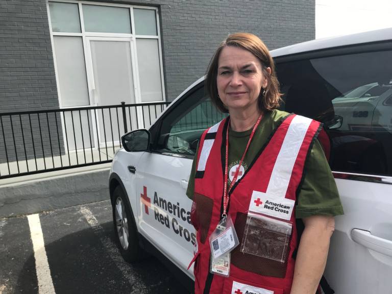 Volunteer Jennifer Ryan is helping with the tornado response in her home county. She said many of her neighbors are facing heartbreaking situations. Red Cross photo by Ashley Henyan