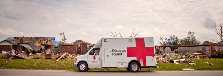 Red Cross Emergency Response Vehicle responding to a Tornado