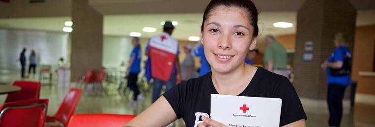 Teen girl in a Red Cross Shelter