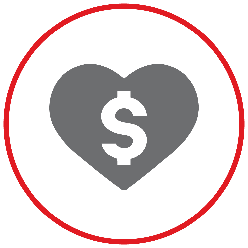 heart with a dollar sign icon.