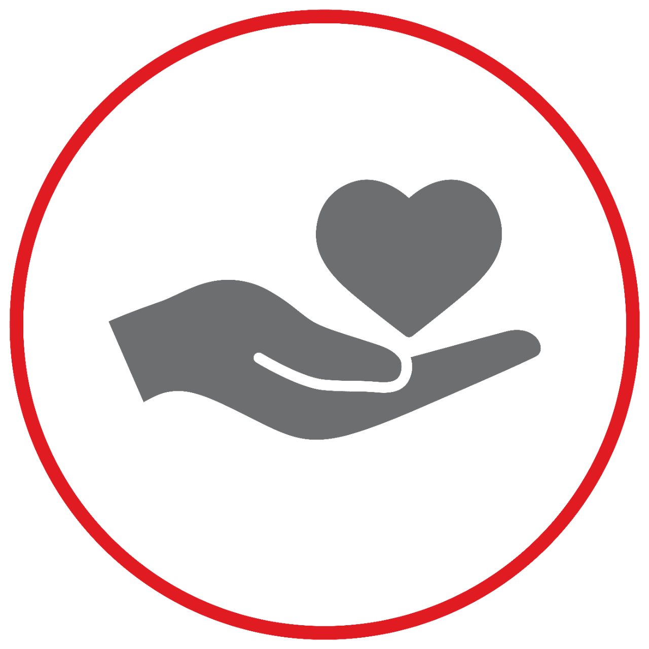 icon of a grey hand holding a stylized heart