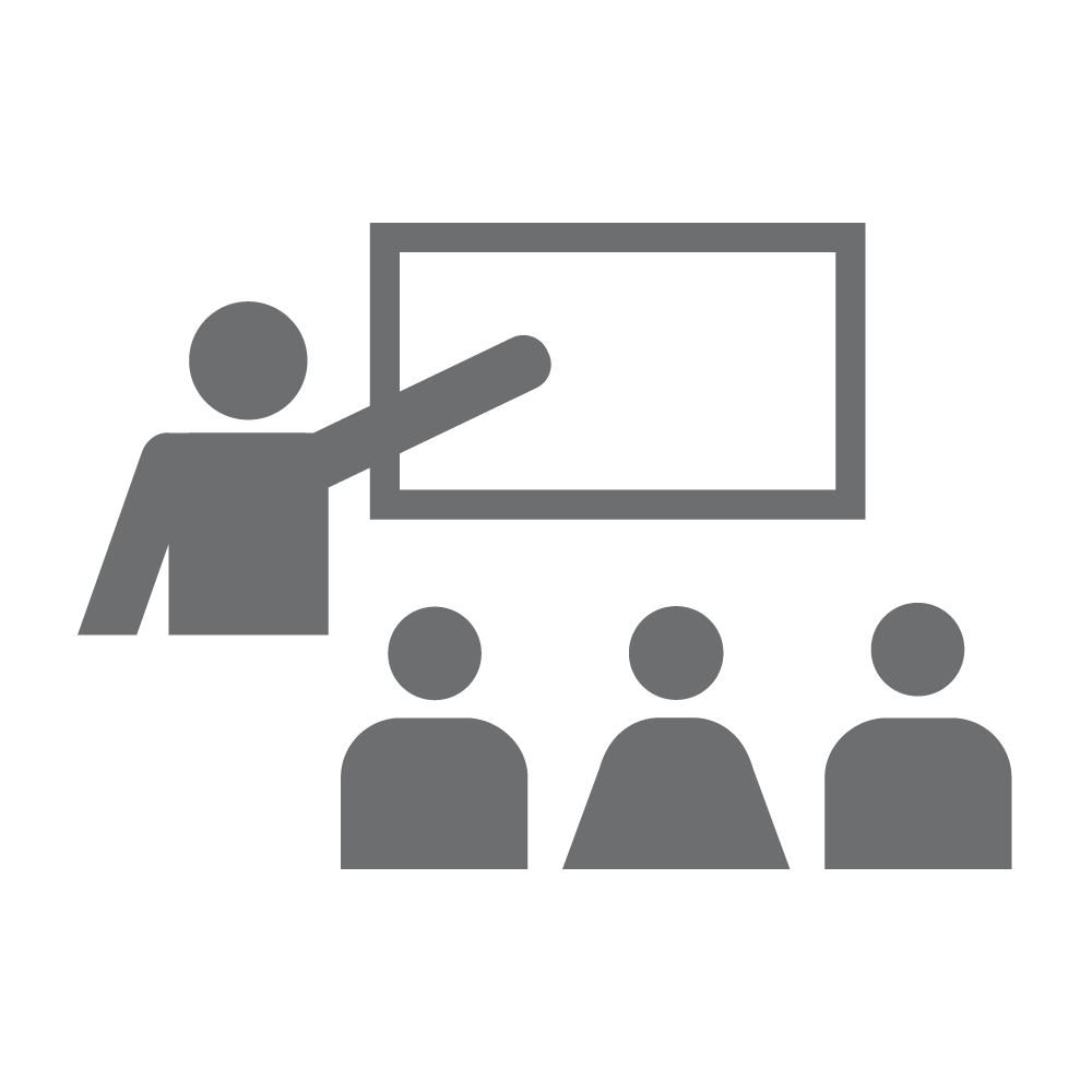 Gráfica de siluetas de personas en un taller juntos.