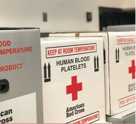 Shipments of blood and platelets continue to be sent to Puerto Rico. These boxes boarded a flight along w/ 125 Red Cross relief workers on September 28, 2017. Mario Bruno/Red Cross