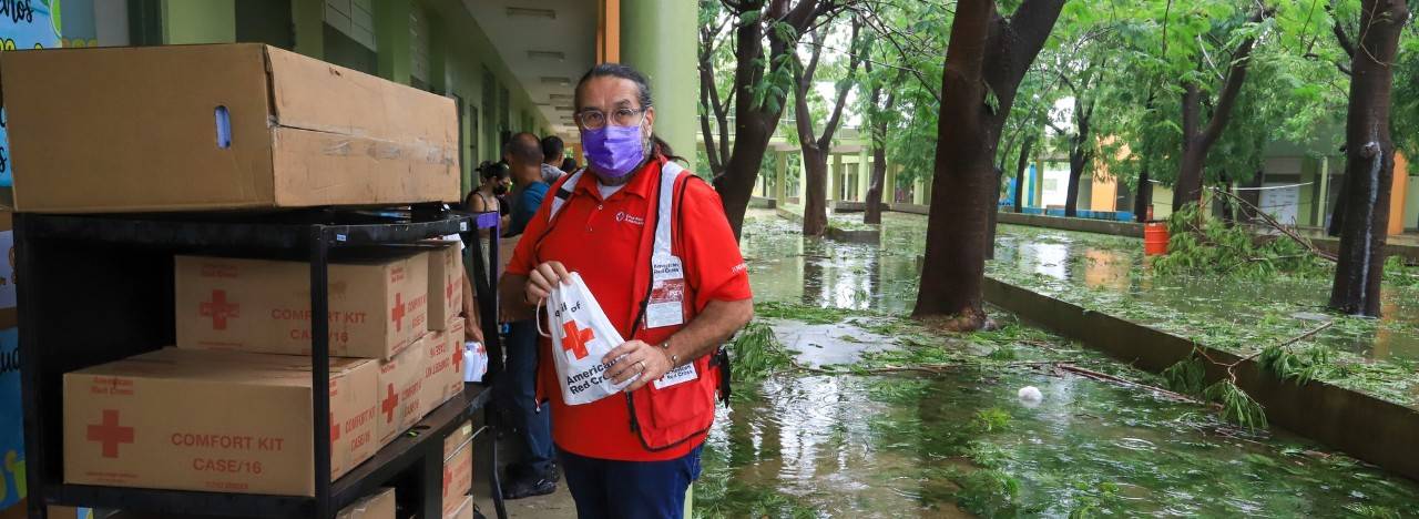September 19, 2022. Salinas, Puerto Rico.
Red Cross worker Alberto Fernandini visit school classrooms to deliver supplies.
Photo by Isaac Leon Valdes/American Red Cross