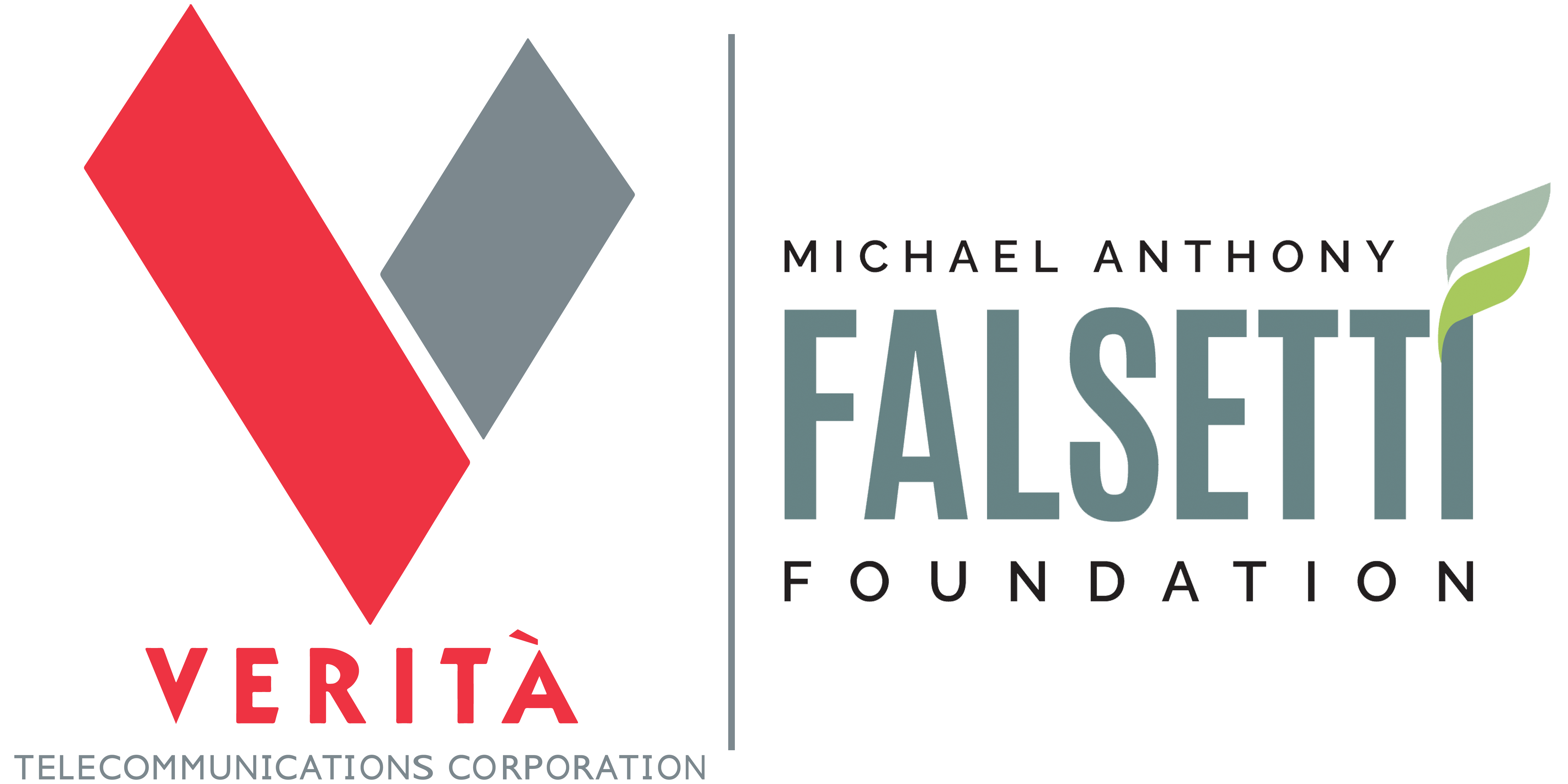 Verita Telecommunications Corporation and Michael Anthiny Falsetti Foundation logos.
