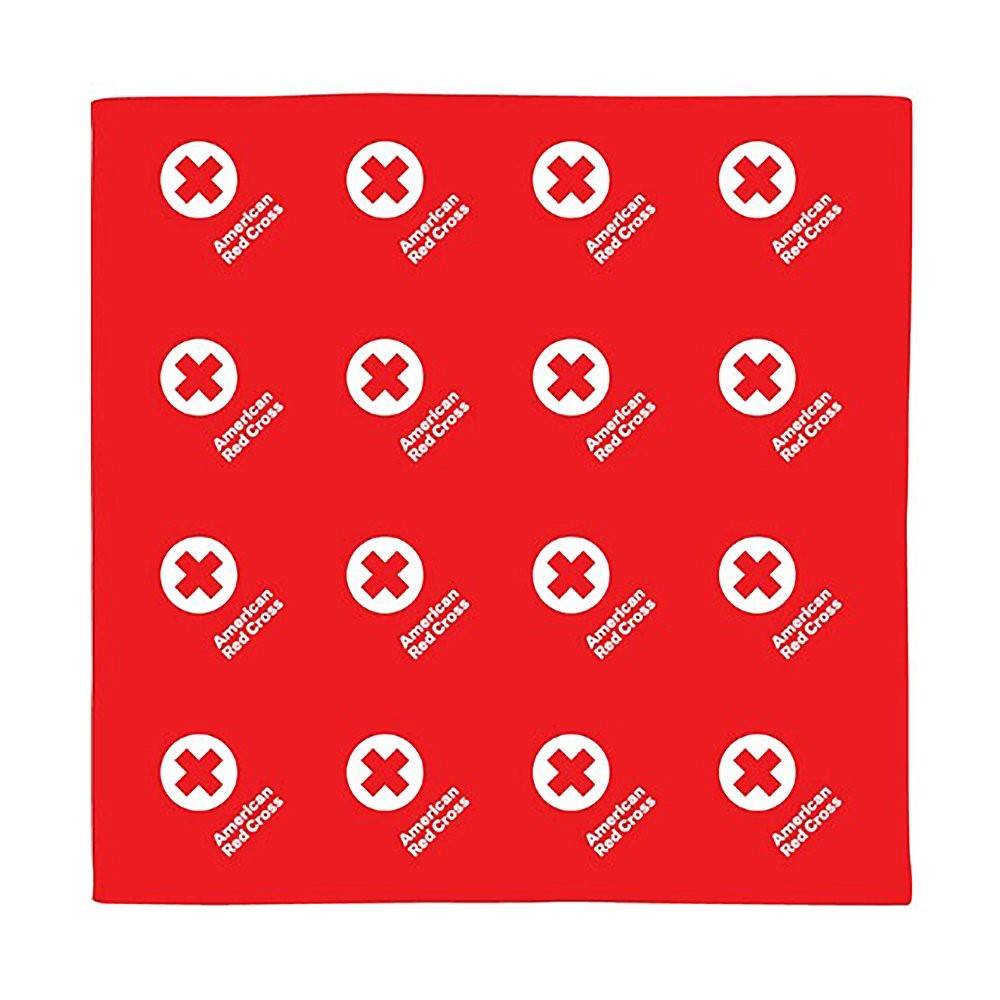 Black reusable water bottle with American Red Cross logo.