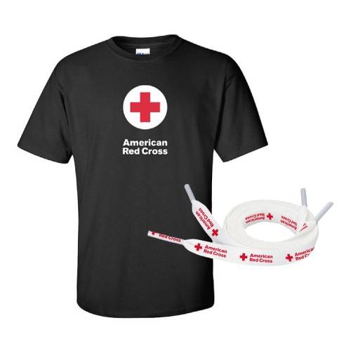 Black Red Cross t-shirt and Red Cross shoelaces