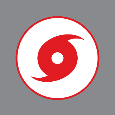grey background with red hurricane icon centered 