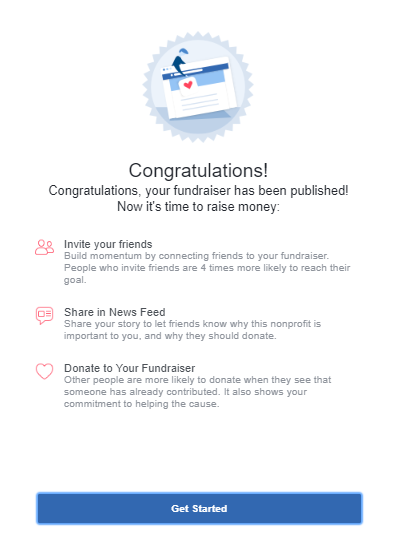 Facebook fundraiser process - step 4