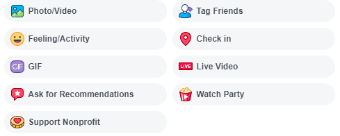 Facebook post additional options