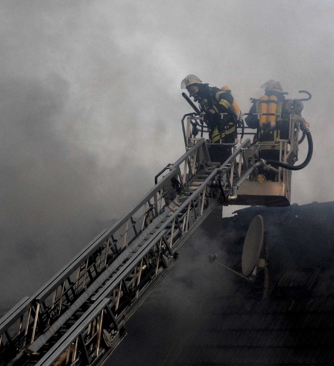 Firefighters battling a blaze