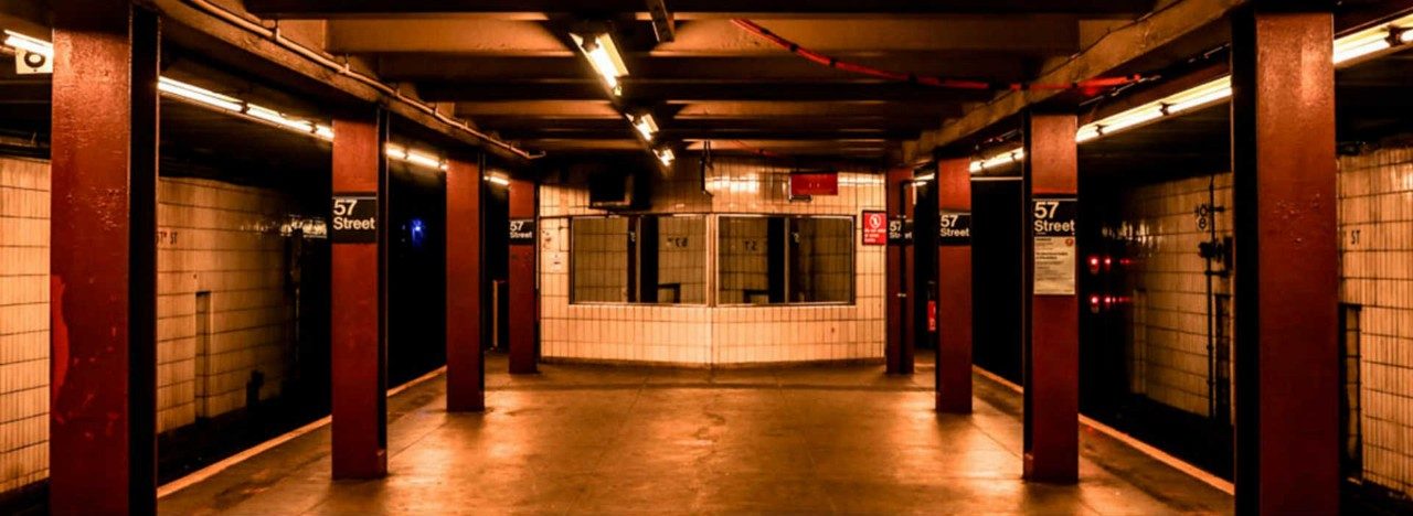 A subway station underground.