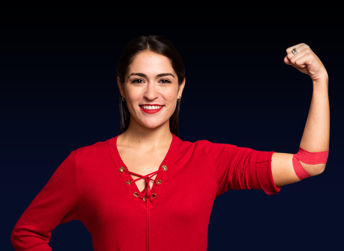 blood donor showing bandage