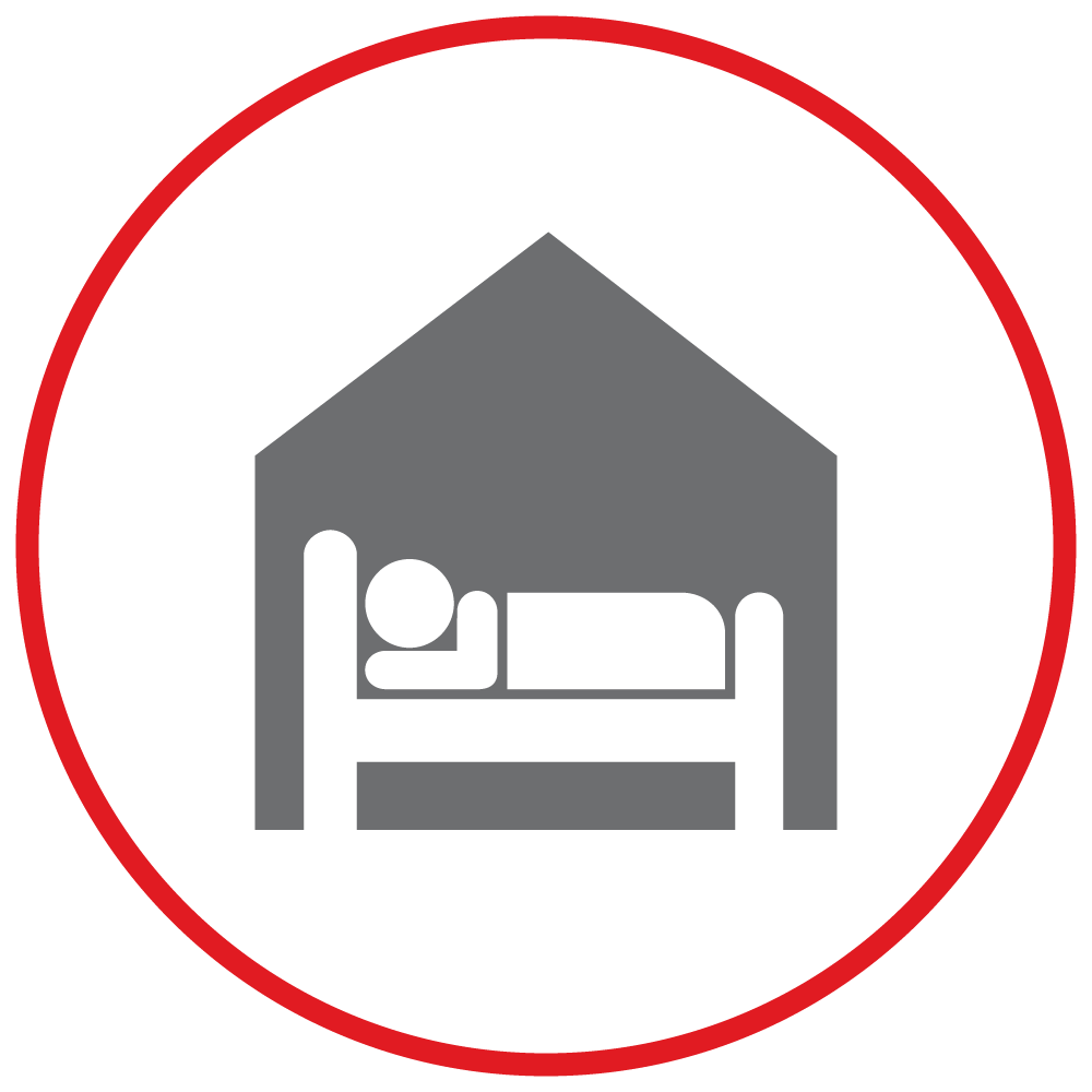 Client sleeping in shelter icon