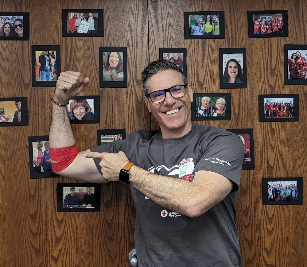 Gino Greco as the first blood donor in Denver