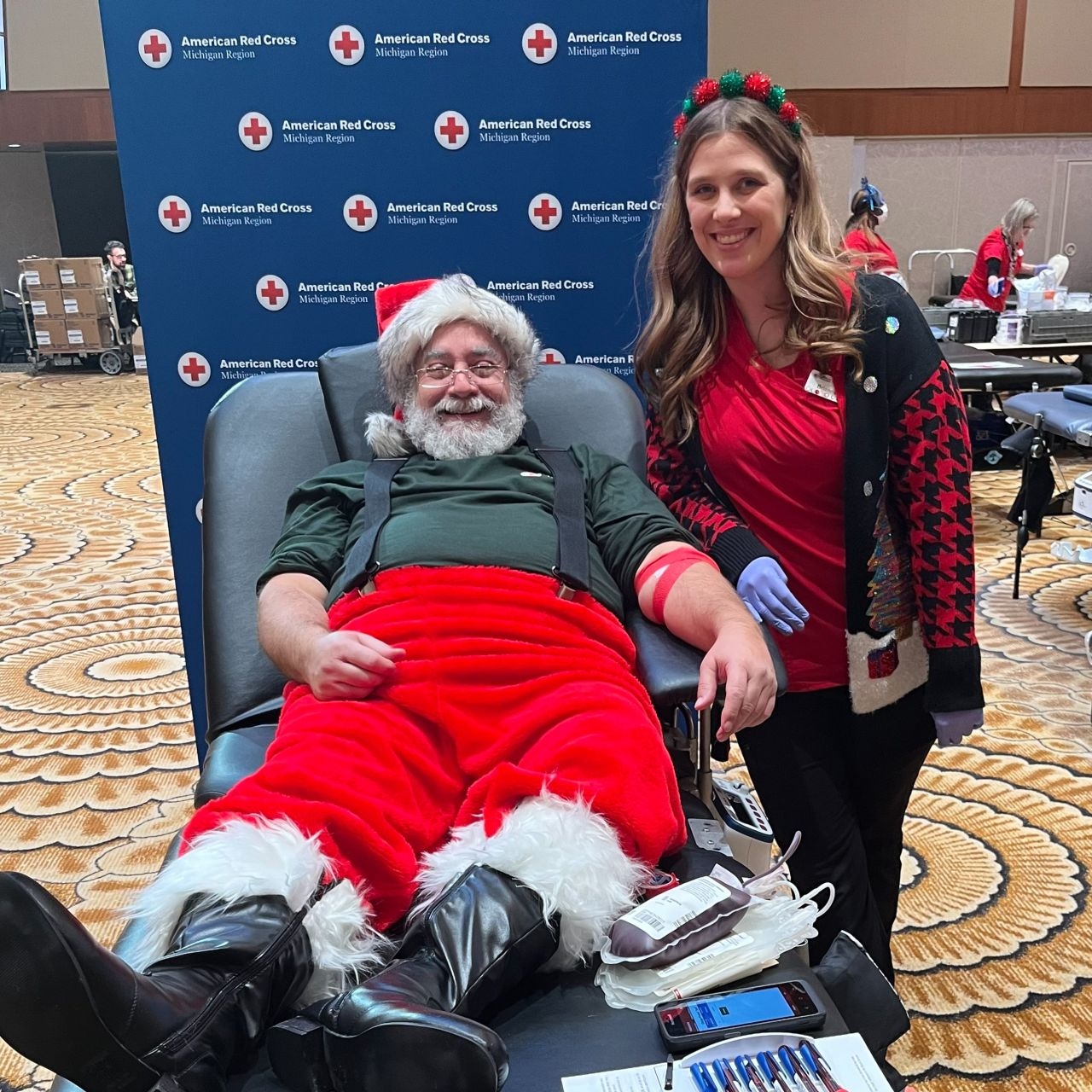 Santa donates blood