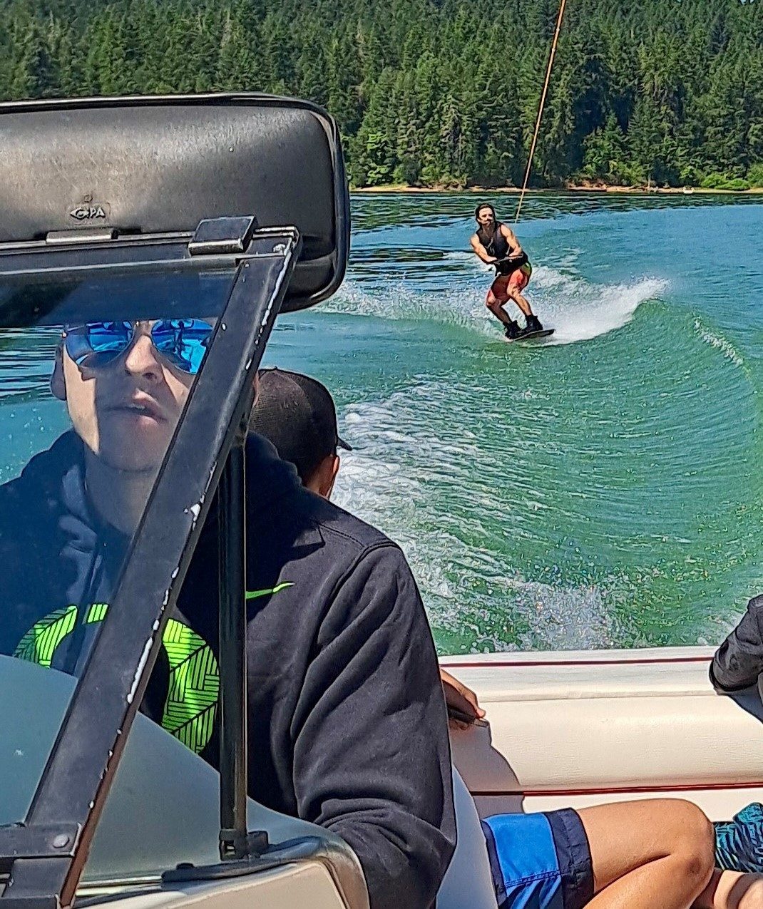 Ryan Perez drives boat