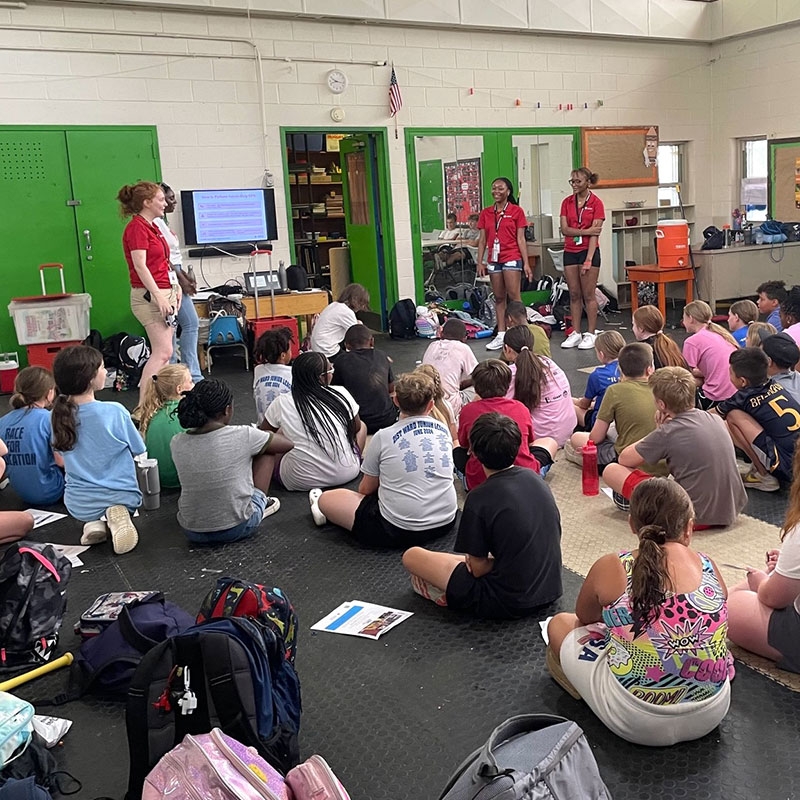 Camp Save-A-Life counselors teach preparedness skills to youth at recreation center.