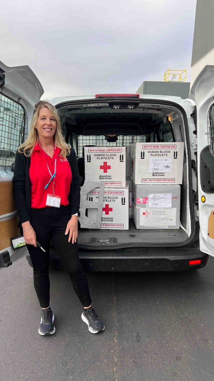 Volunteer Susan Hess delivers blood to hospitals