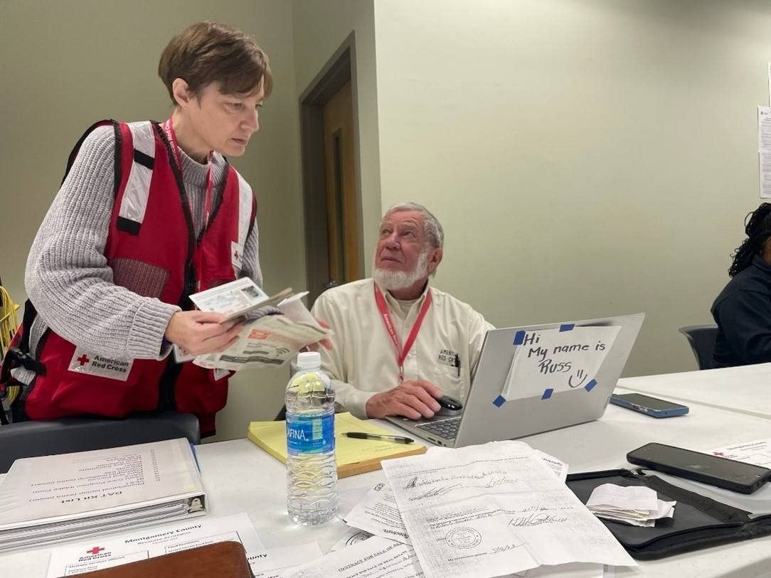 Voluteers at FEMA center following storms