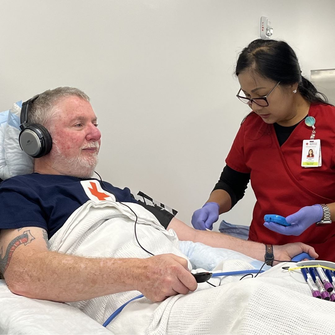 man donating blood