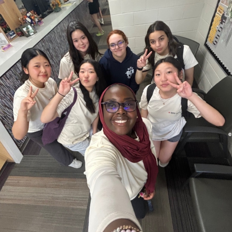 Group of Manhattan High School students taking a selfie.