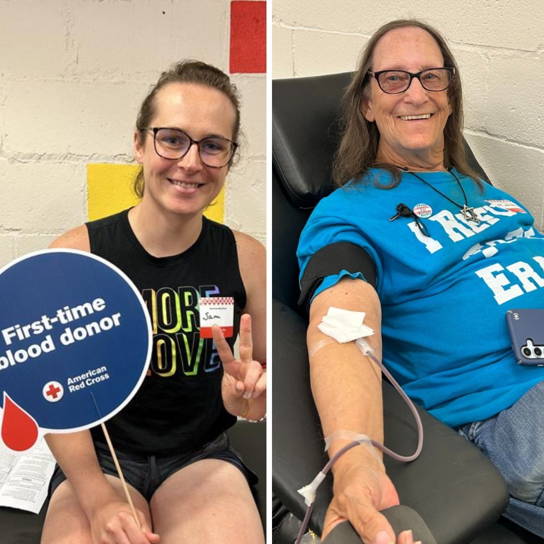 sam and michelle donating blood