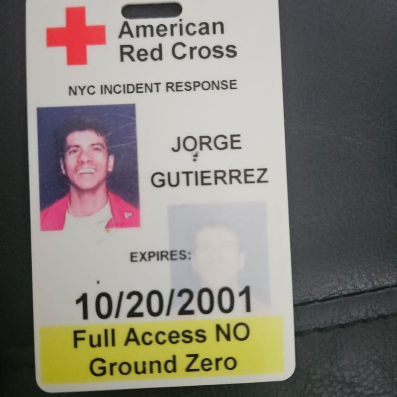 ID card of Jorge Gutierrez from the 9/11 Red Cross response.