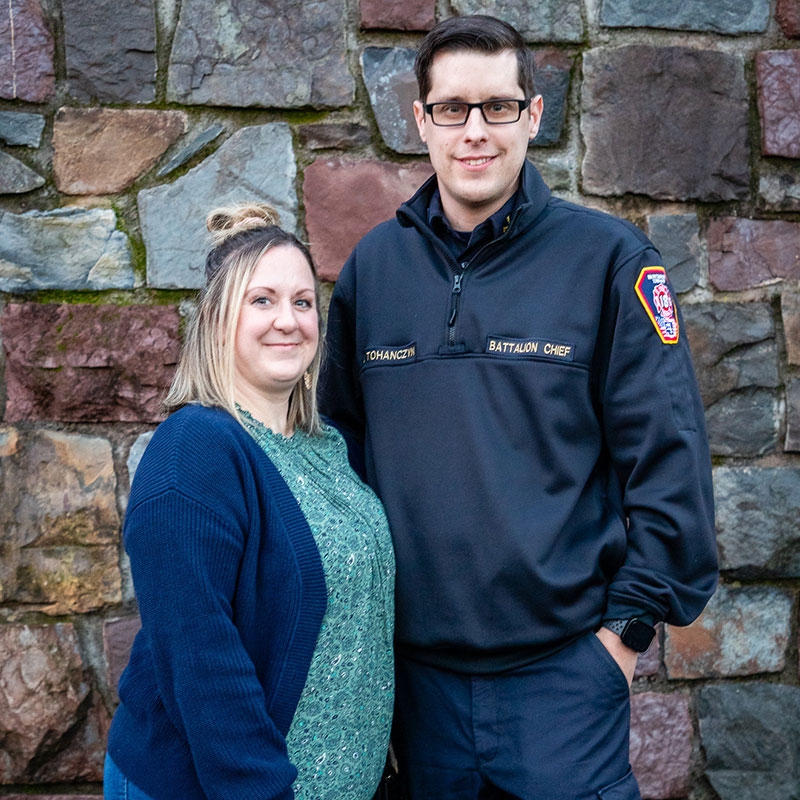 Justin Tohanczyn with his wife Casey.