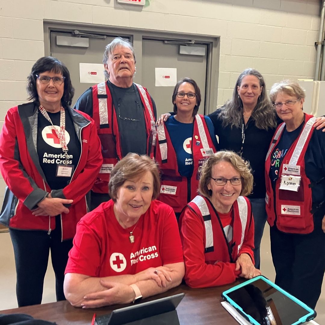 group of red cross volunteers