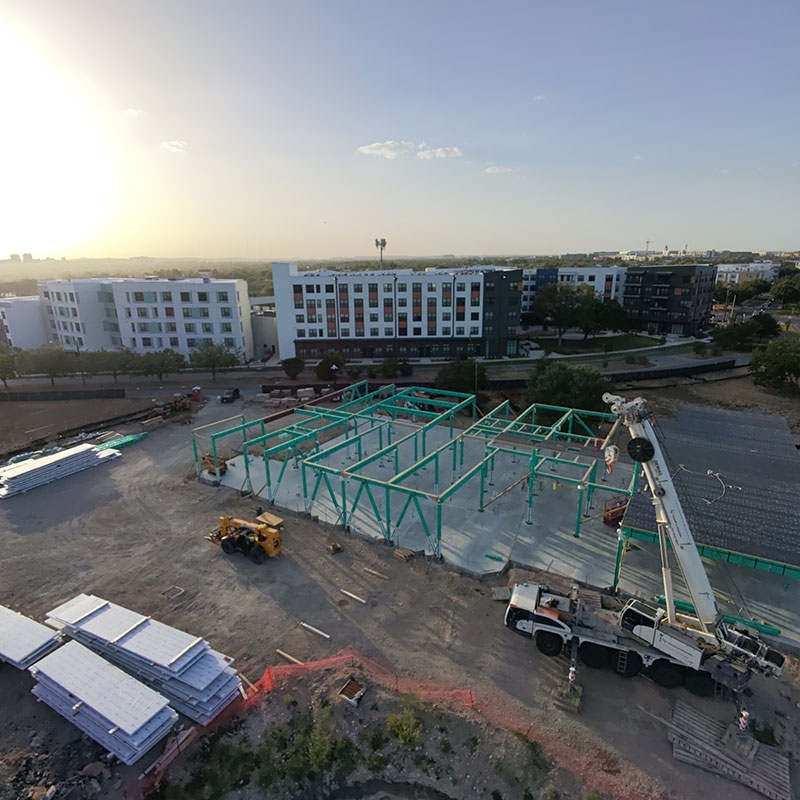 bird's-eye view of the Austin Regional Headquarters construction.
