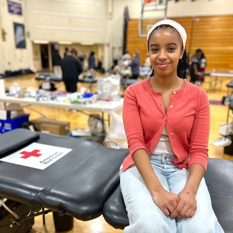 Hilina smiling during the blood drive.