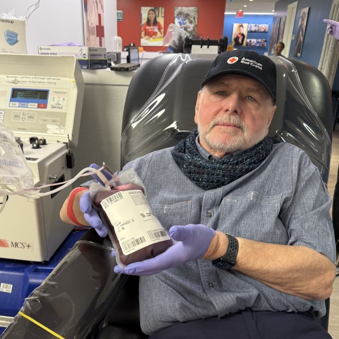 man donating blood