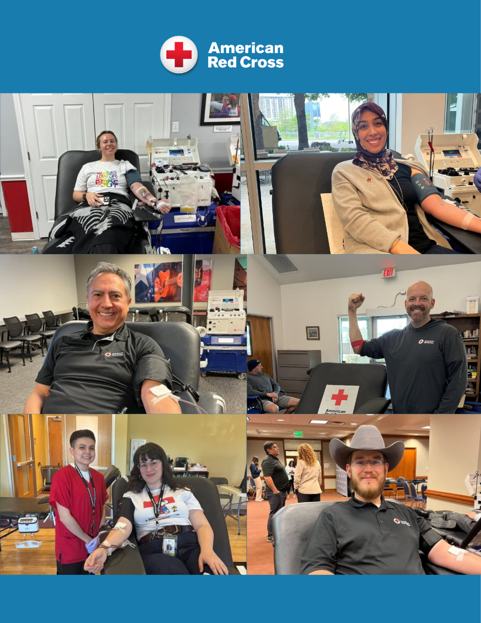 Collage of people donating blood