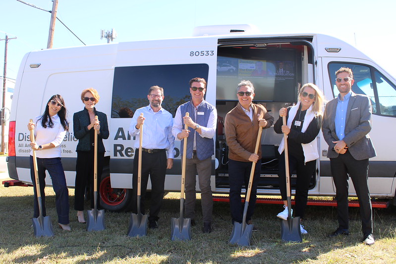 red crossers at ground breaking event