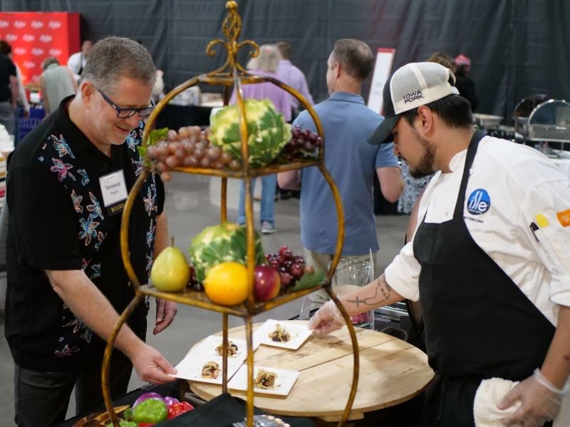 A group of people at a food festival